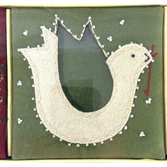 Pier 1 Imports Picture Frames Set 3 Cloth Beaded Holiday Homespun Christmas - Picture 3 of 7